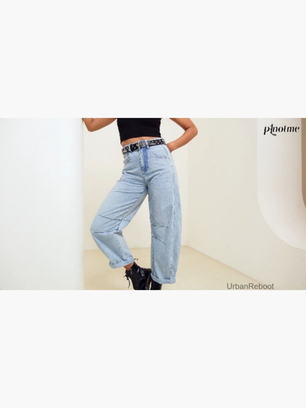 Baggy Boyfriend Jeans Wide Leg Mid Rise Barrel Denim Ankle Pants - Picture 6 of 7
